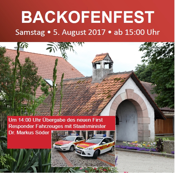 Herzliche Einladung zum Backofenfest am Samstag, den 5. August 2017